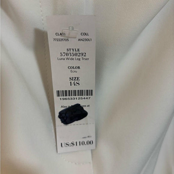 NWT White House Black Market Luna Wide Leg Trousers White Women’s Size 14 Short - Picture 9 of 13